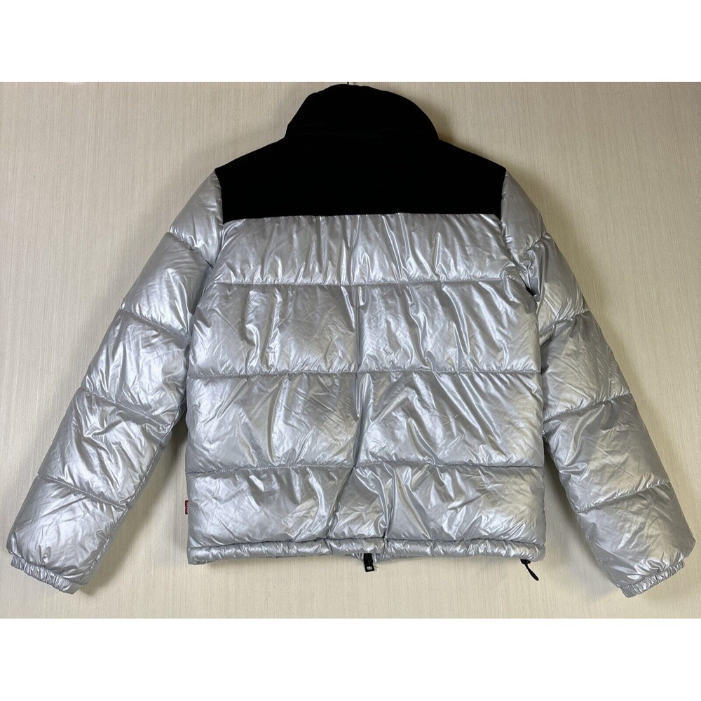 Levi Strauss Co Women's Puffer Jacket Sz XS Silver Color Block Winter Coat - Picture 9 of 11